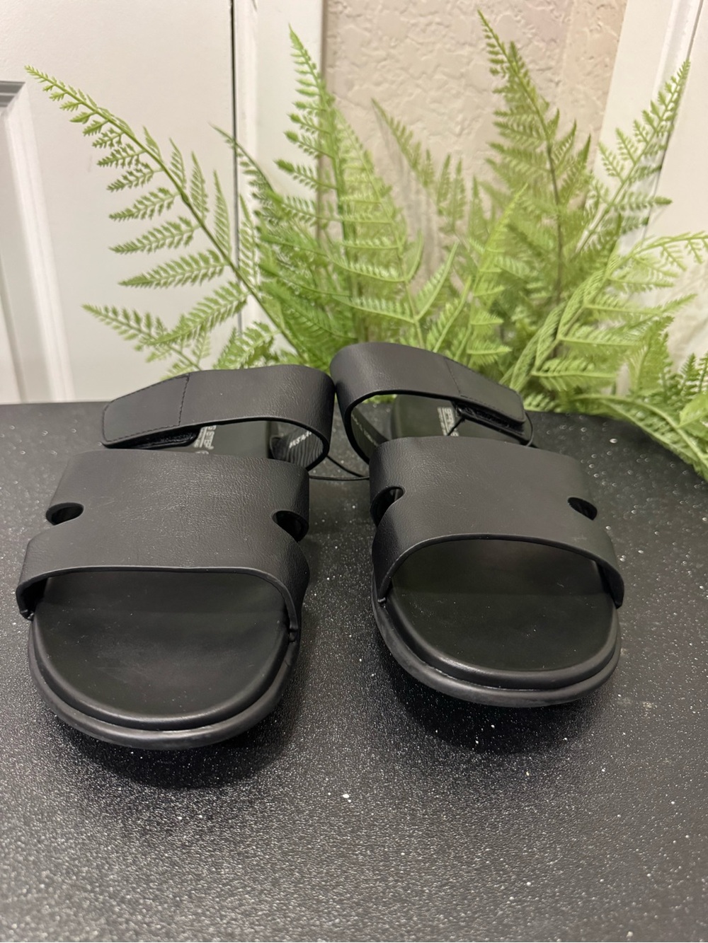 & Other Stories Black Dual-Strap Slide Sandals